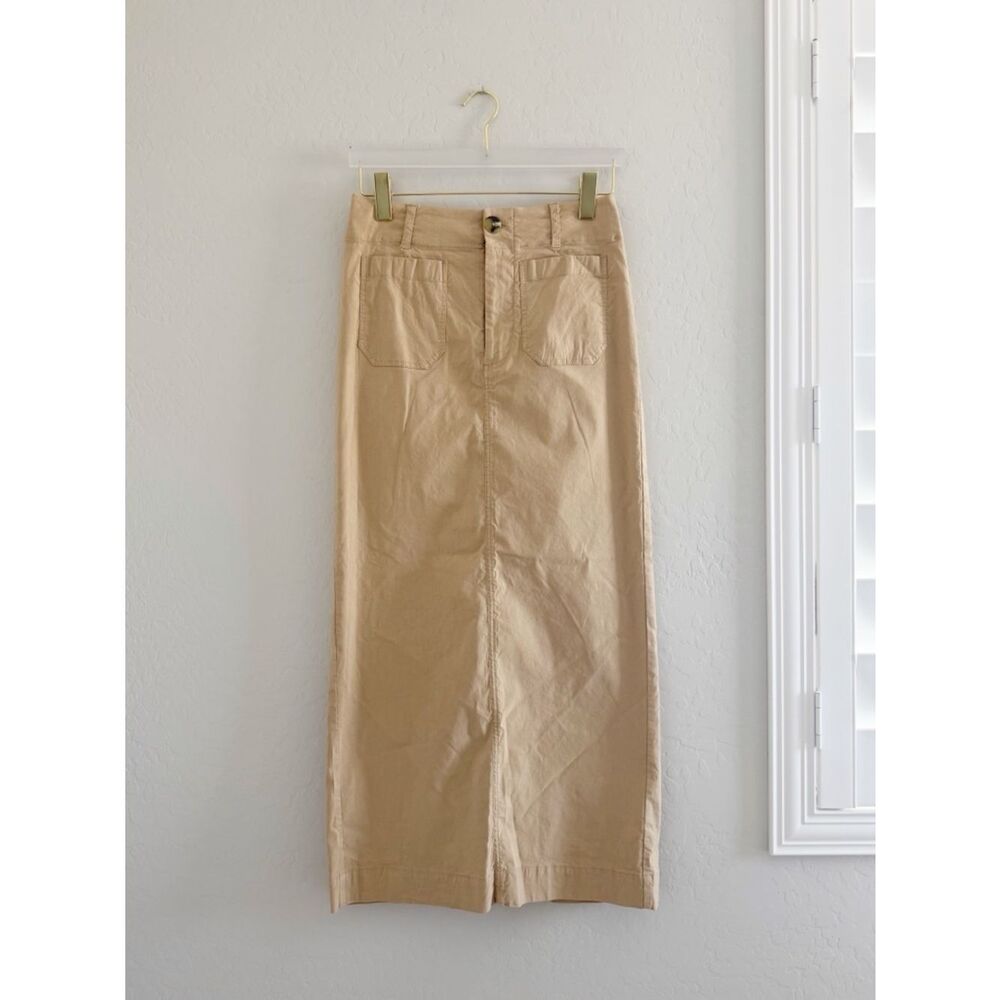 Anthropologie Maeve The Colette Maxi Skirt in Khaki Size Small - Picture 2 of 9